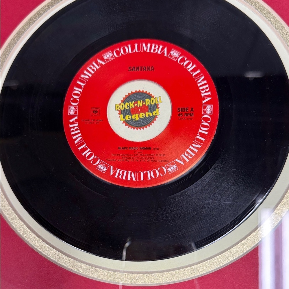 Framed 1998 Rock & Roll Carlos Santana Record Display. Hall of Fame Display - Picture 4 of 9